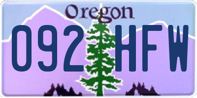 OR license plate 092HFW
