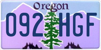 OR license plate 092HGF