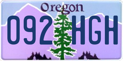OR license plate 092HGH