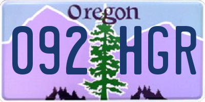 OR license plate 092HGR