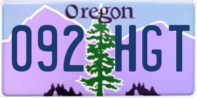 OR license plate 092HGT