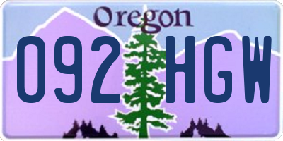 OR license plate 092HGW