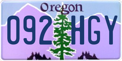 OR license plate 092HGY