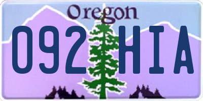 OR license plate 092HIA