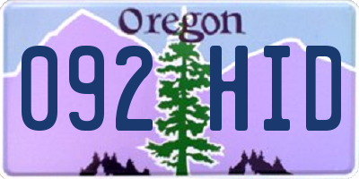 OR license plate 092HID