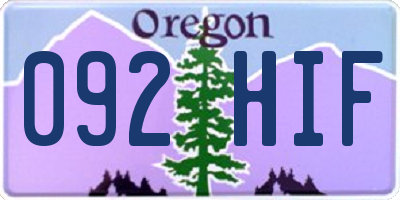 OR license plate 092HIF