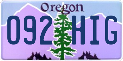 OR license plate 092HIG