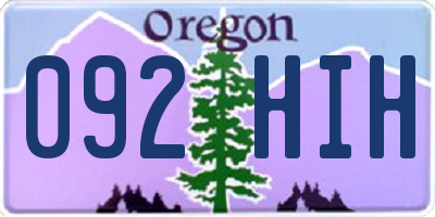 OR license plate 092HIH