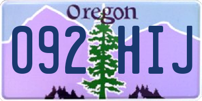 OR license plate 092HIJ