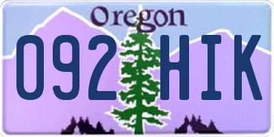 OR license plate 092HIK