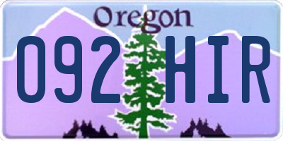 OR license plate 092HIR