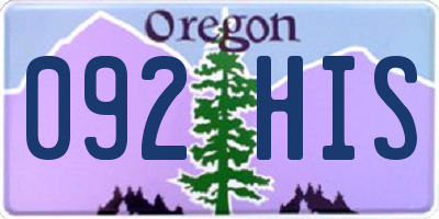 OR license plate 092HIS