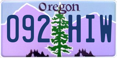 OR license plate 092HIW
