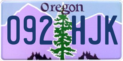 OR license plate 092HJK