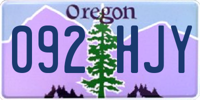 OR license plate 092HJY