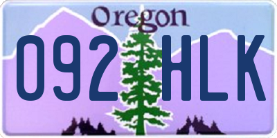 OR license plate 092HLK