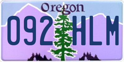 OR license plate 092HLM