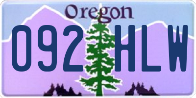 OR license plate 092HLW
