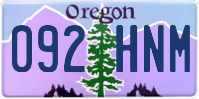 OR license plate 092HNM