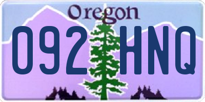 OR license plate 092HNQ