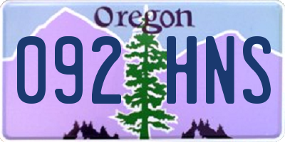 OR license plate 092HNS