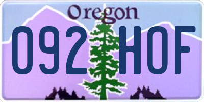 OR license plate 092HOF