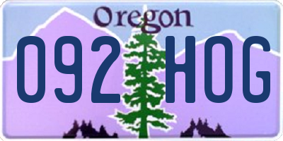 OR license plate 092HOG