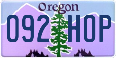 OR license plate 092HOP