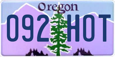 OR license plate 092HOT