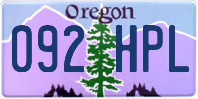 OR license plate 092HPL