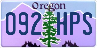 OR license plate 092HPS