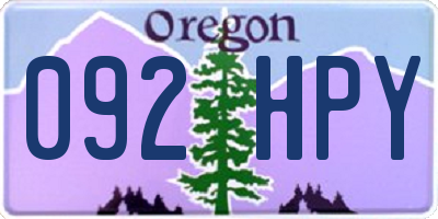 OR license plate 092HPY