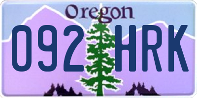 OR license plate 092HRK