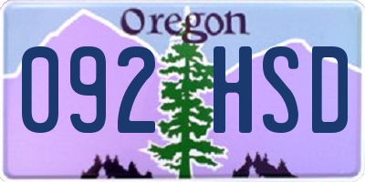 OR license plate 092HSD