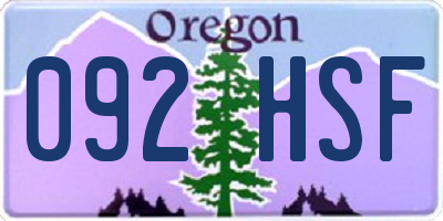 OR license plate 092HSF