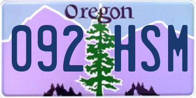 OR license plate 092HSM