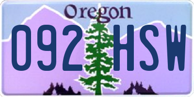 OR license plate 092HSW