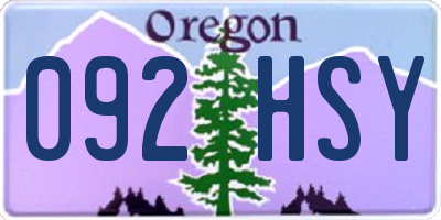OR license plate 092HSY
