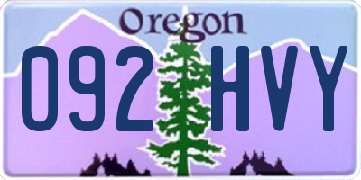 OR license plate 092HVY