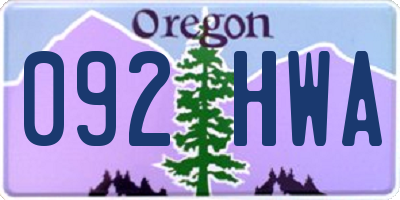OR license plate 092HWA