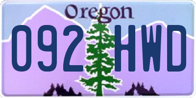 OR license plate 092HWD