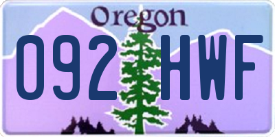 OR license plate 092HWF