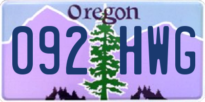 OR license plate 092HWG