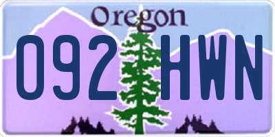 OR license plate 092HWN