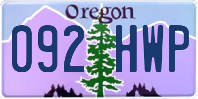OR license plate 092HWP