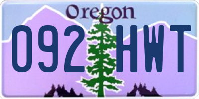 OR license plate 092HWT