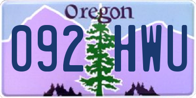 OR license plate 092HWU