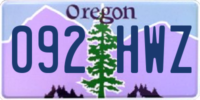 OR license plate 092HWZ