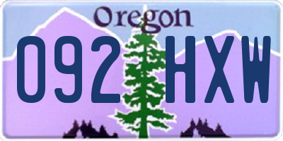 OR license plate 092HXW