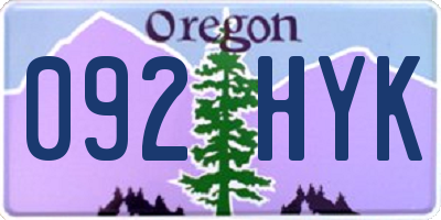 OR license plate 092HYK